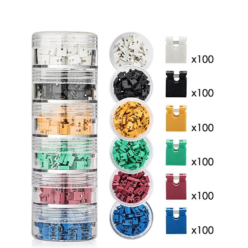 Pieces Standard Computer Jumper Caps Header Pin Shunt Short Circuit 2-Pin Connector Open Top 2.54mm. Suitable for Arduino Raspberry Pi PCB PC DVD HDD Motherboard Shorting and Other Items.