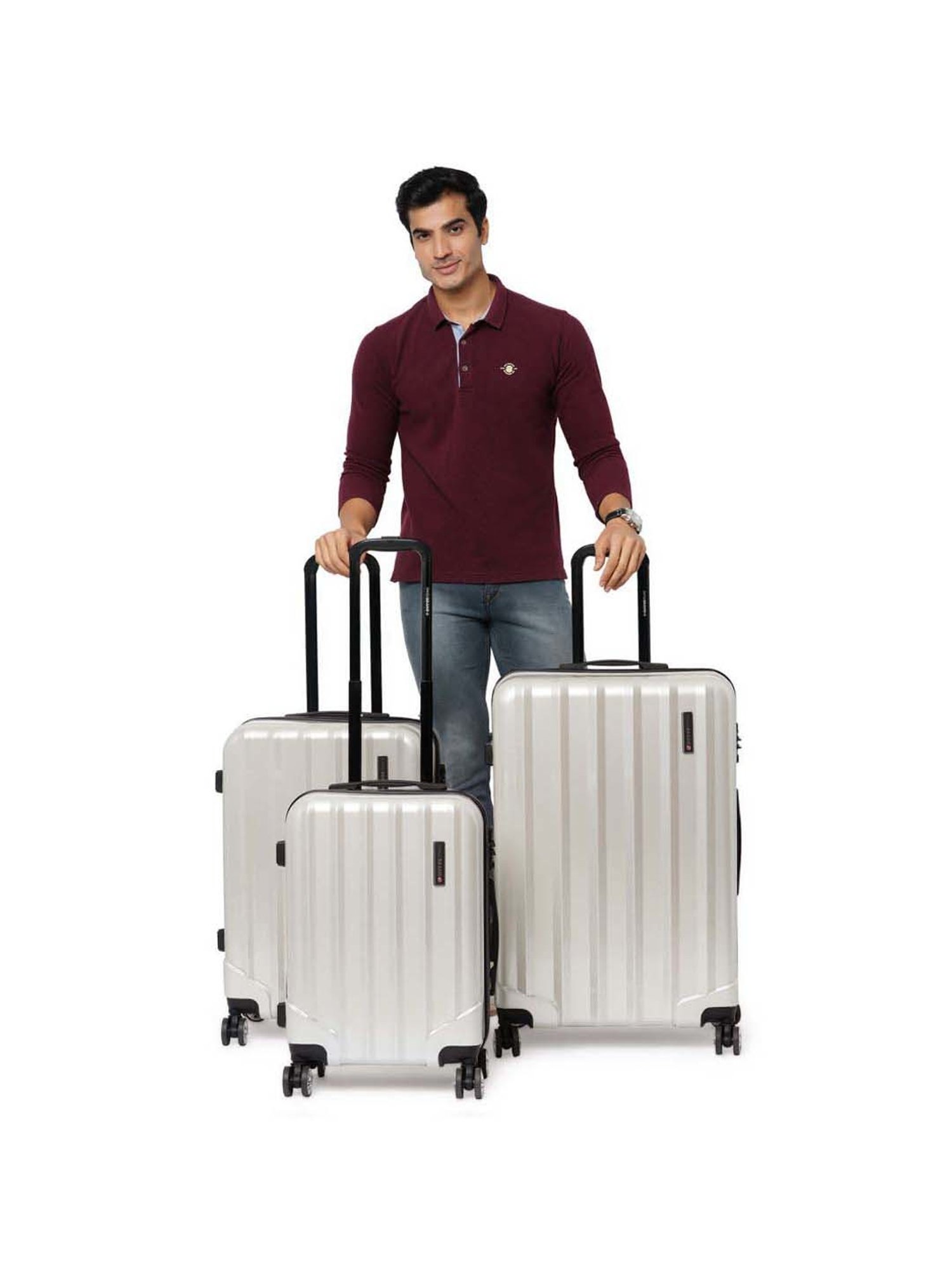 Swiss Brand Baden Silver Large Hard Trolley Bag - 28 cm