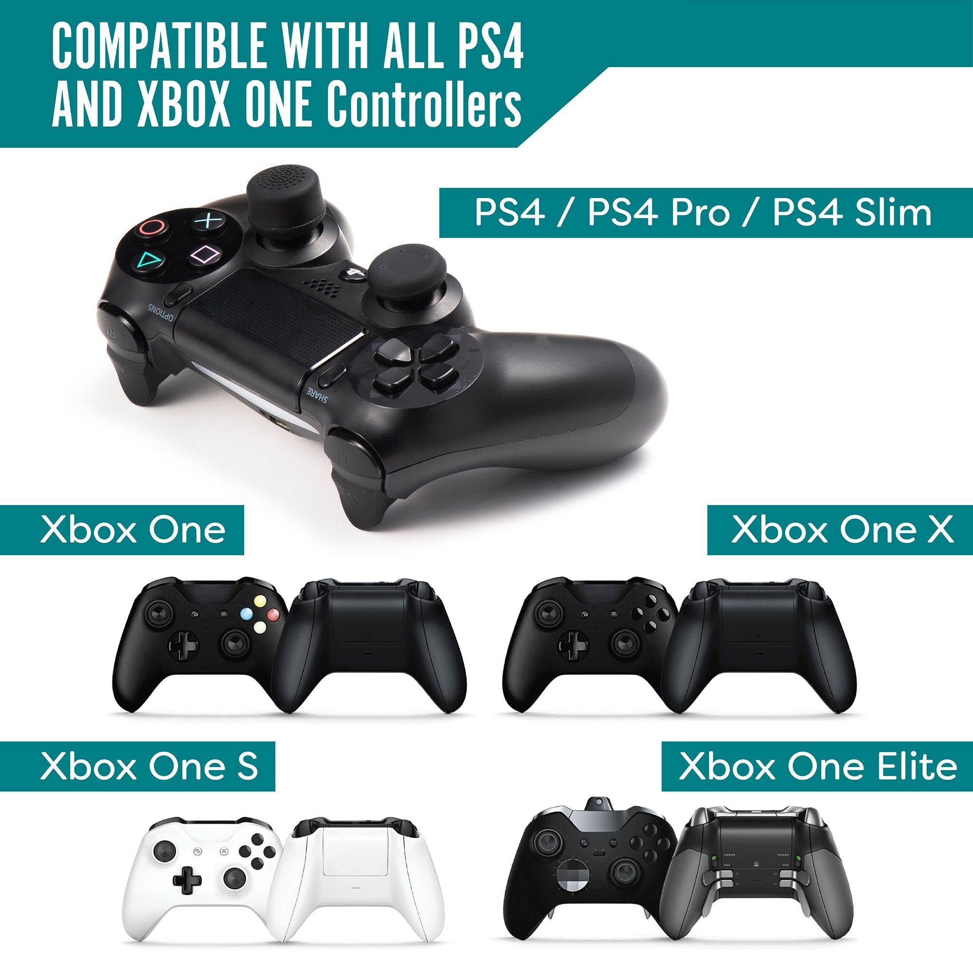 Insten [4 Pair / 8 Pcs] Thumb Grip for Xbox One PS4 Controller, Silicone Analog Thumbgrips Stick Cover Compatible with PS4 Xbox One S X Elite Wireless Controllers Joystick Cap Gamepad Anti-Slip