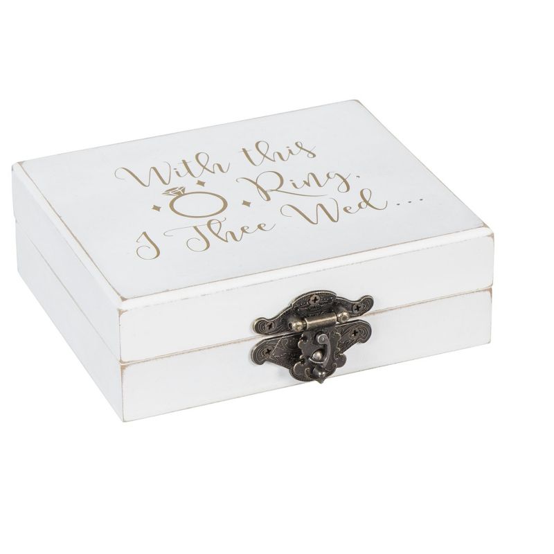 Evergreen with This Ring, I Thee Wed Mr. and Mrs. Wooden Ring Holder Decorative Box - 5"W x 6"D x 2"H