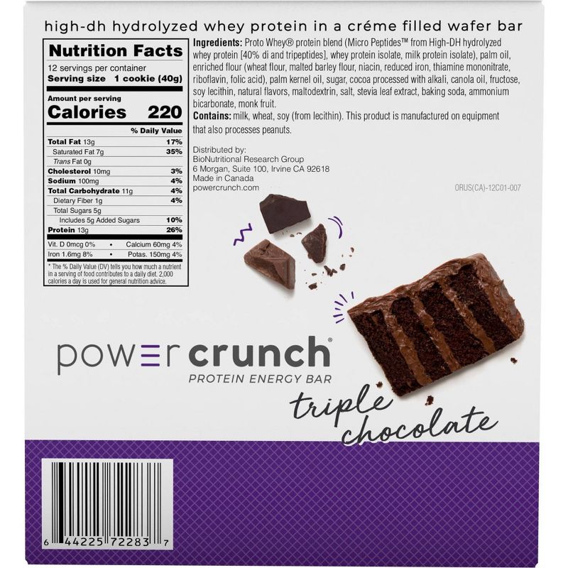 Power Crunch Protein Energy Bar - Triple Chocolate - 12pk/16.8oz