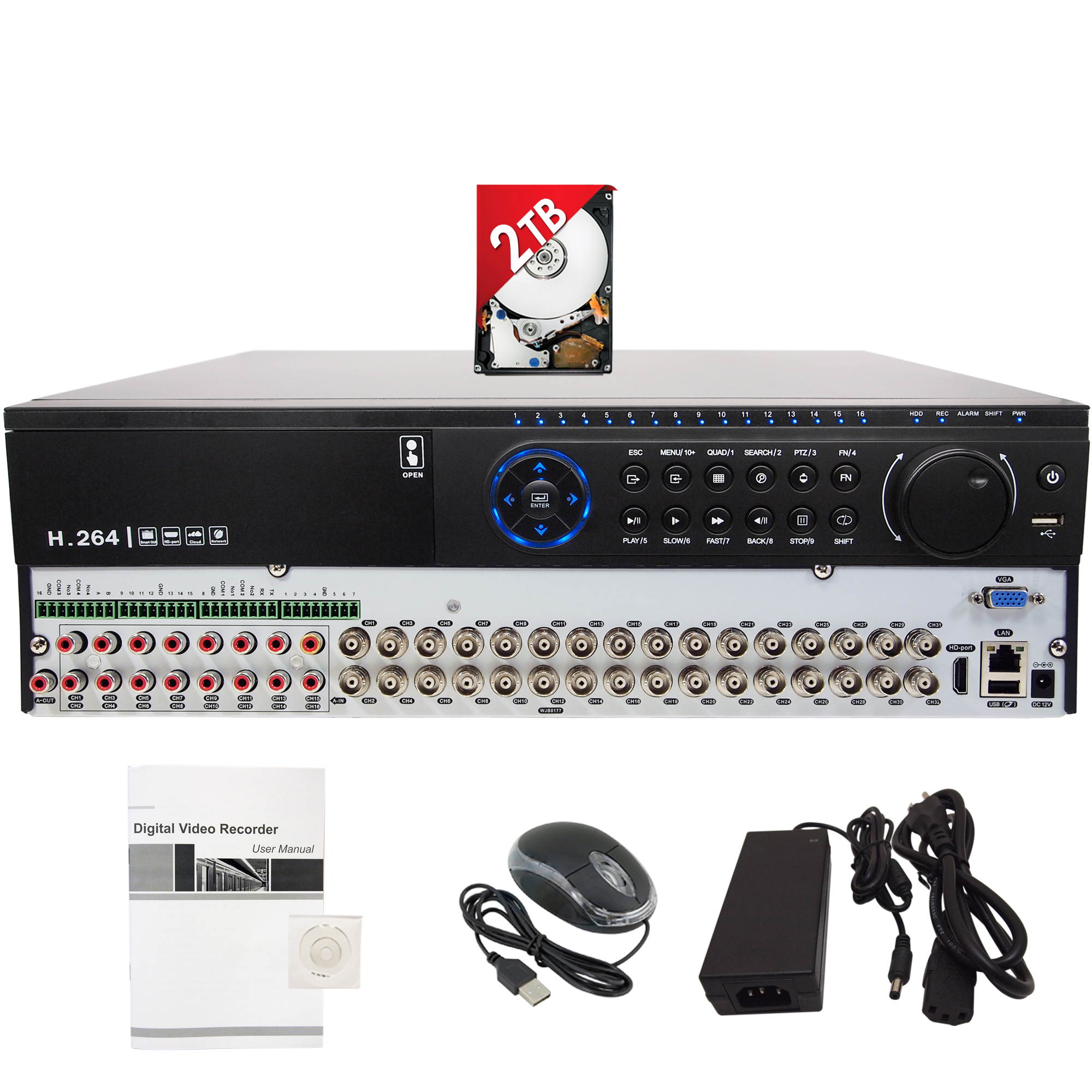 EVERTECH 32 Channel H.264 High Profile 4-in-1 (Analog/AHD/TVI/CVI) Security DVR Recorder with 2TB HDD Installed and Pre-Configured for Surveillance System