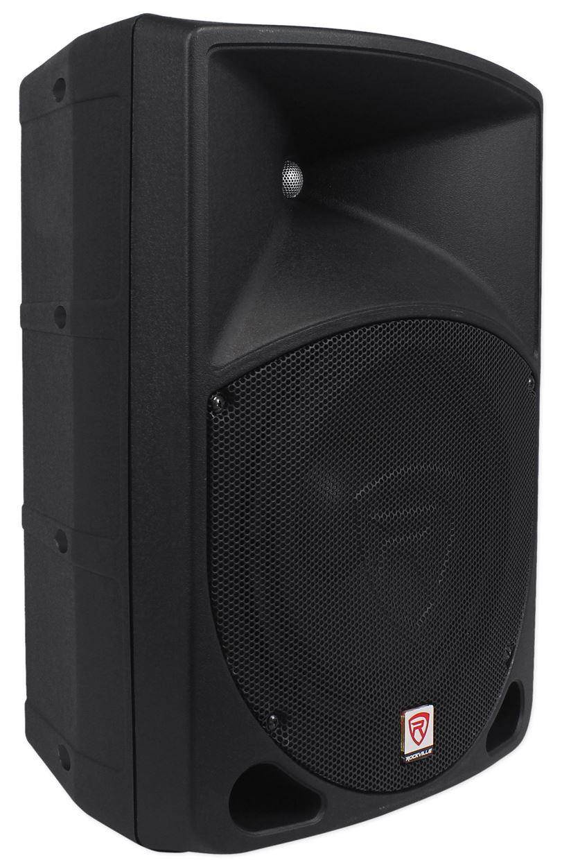 (2) Rockville RPG10 10" Powered 600W DJ PA Speakers+(2) Subs+Stands+Cables+Bag