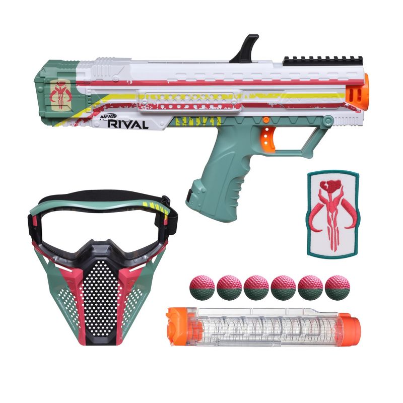 Nerf Rival Star Wars Apollo XV-700 Blaster, Face Mask, Boba Fett Insignia Patch, 7 Nerf Rival Rounds