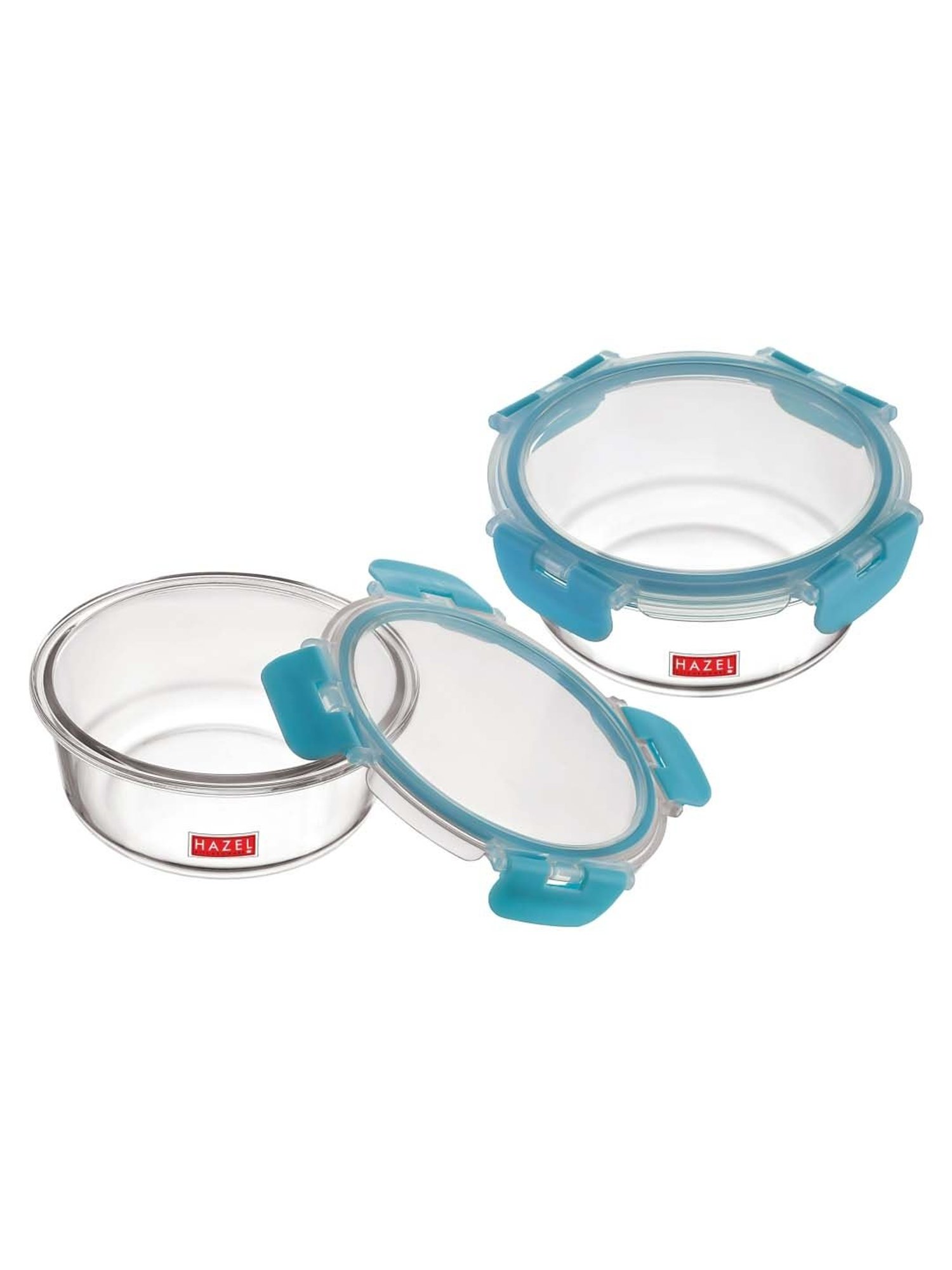 HAZEL Transparent Glass Round Airtight Container - Set of 2