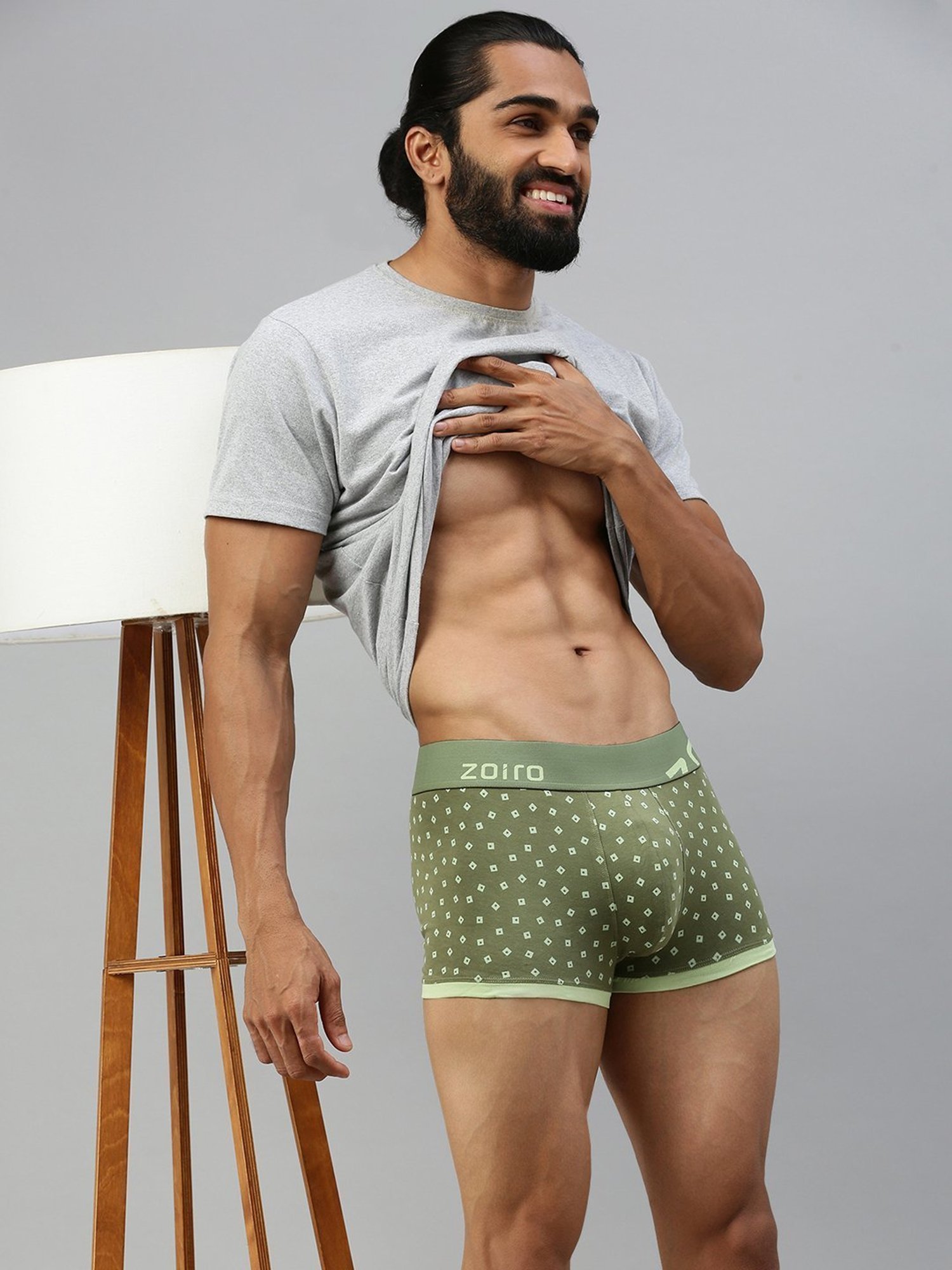Zoiro Blue Danube & Lettuce Green Regular Fit Printed Trunks - Pack Of 2