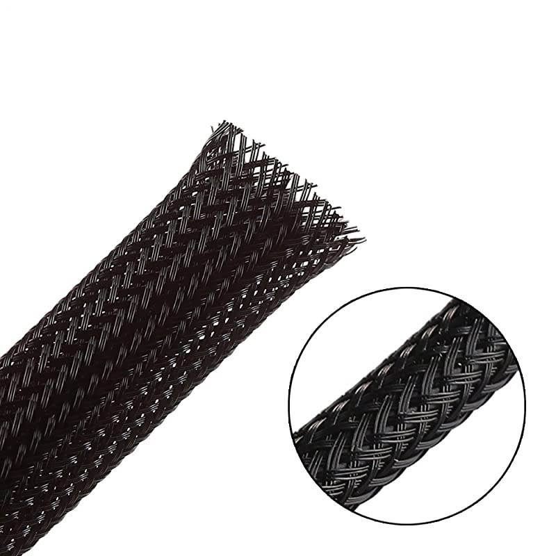 25ft 38 inch PET Expandable Braided Sleeving Black  braided cable sleeve