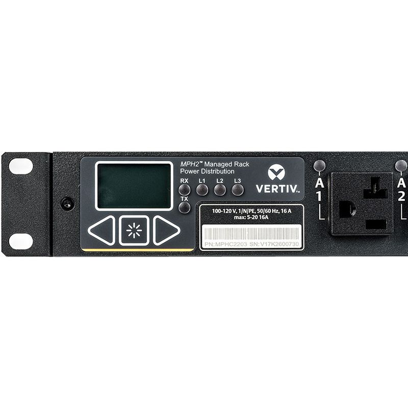 Liebert MPH2 Metered Outlet Switched Rack Mount PDU - 20A, 100-120V, Single-Phase 9 Outlets (9 5-20R), 100-120V, L5-20, Horizontal 1U/2U