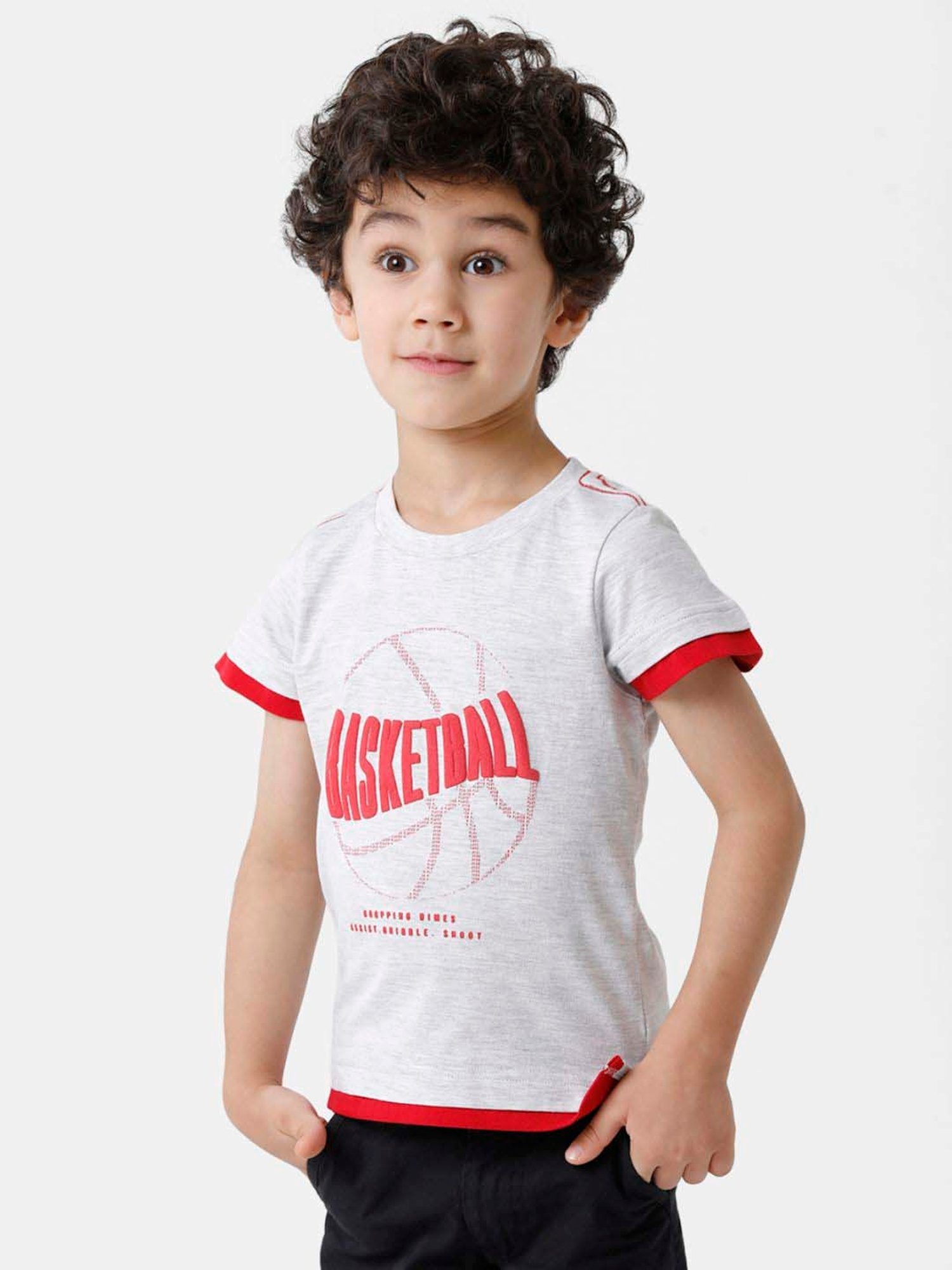 Kate & Oscar Kids Off-White & Red Cotton Printed T-Shirt