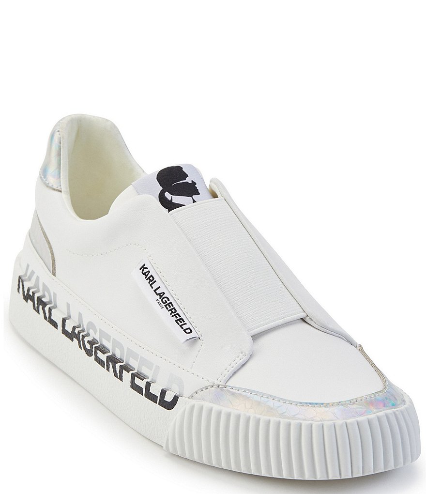 KARL LAGERFELD PARIS Josie Iridescent Leather Logo Slip-On Sneakers