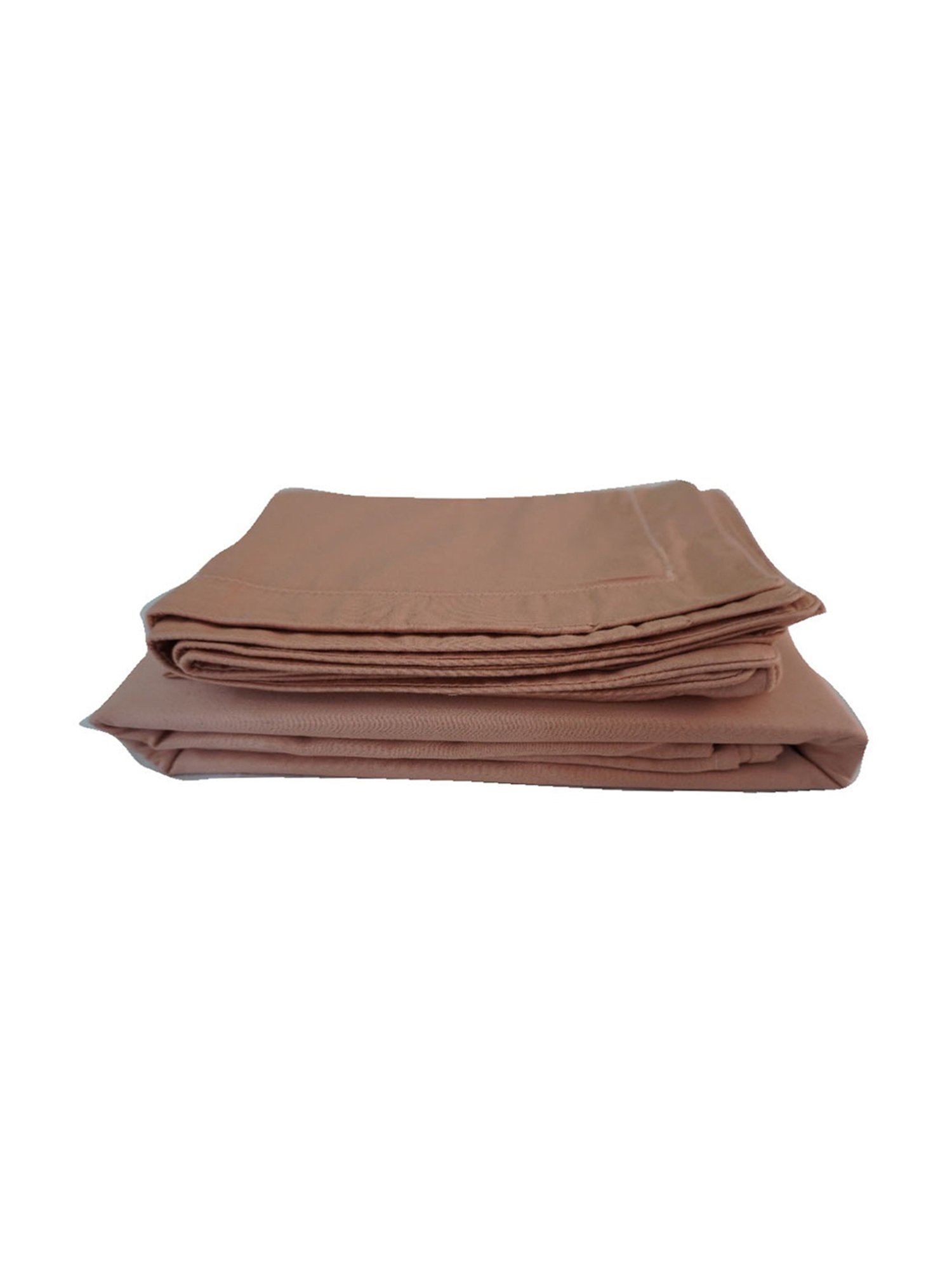 TARA Sparkling Homes Apricot Beige 300 TC Cotton King Bedsheet With 2 Pillow Covers