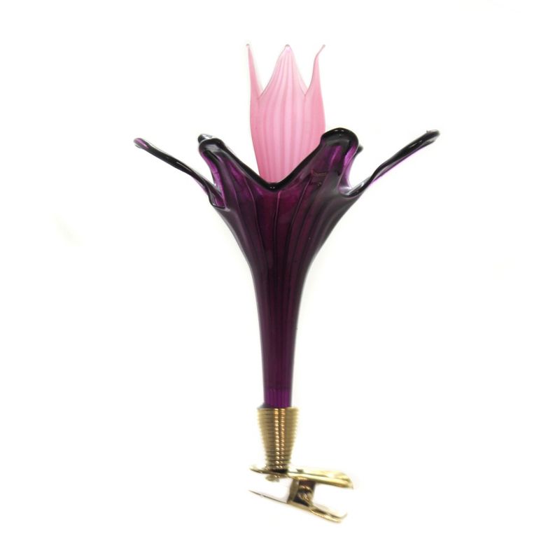 Golden Bell Collection 4.5" Flower Merlot Clip-On Ornament  -  Tree Ornaments