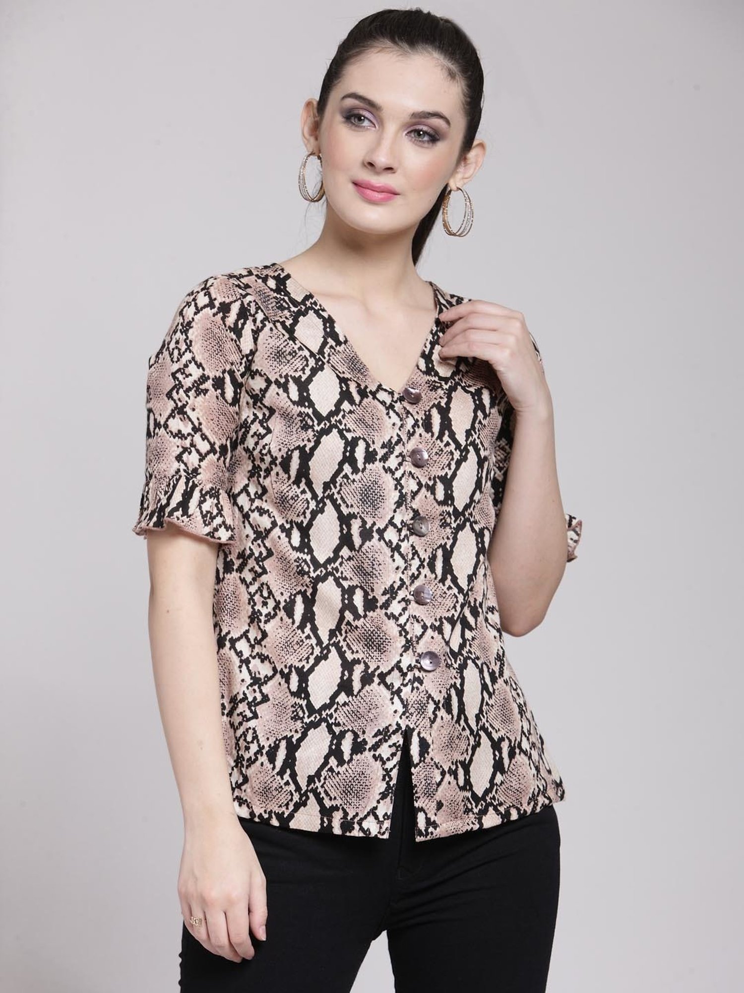 Melon by PlusS Beige Animal Print Top