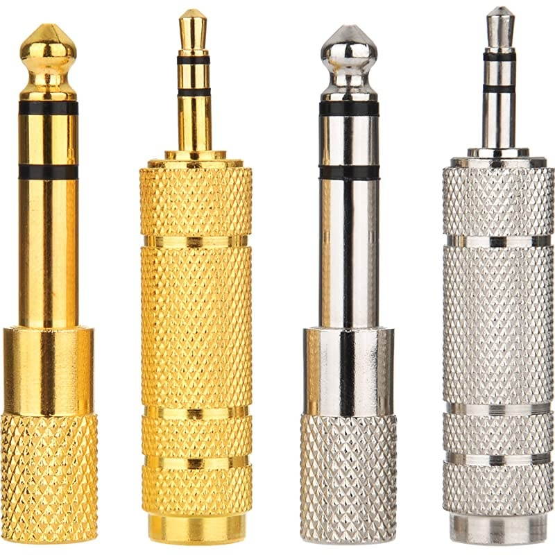 4 Pieces Headphone Adapter 635 mm 14 Inch Male to 35 mm Female and Audio Stereo Plug 35 mm Male to 635 mm 14 Inch Female