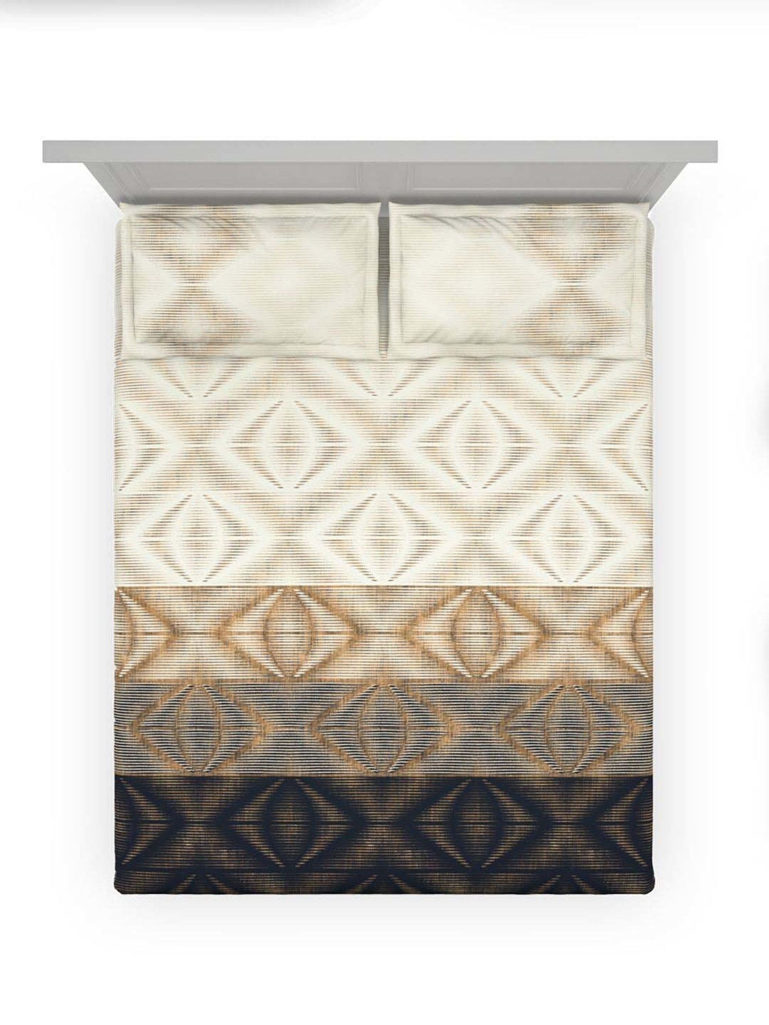 DDecor Brown & Grey Cotton 135 TC King Size Bedsheet With Pillow Covers