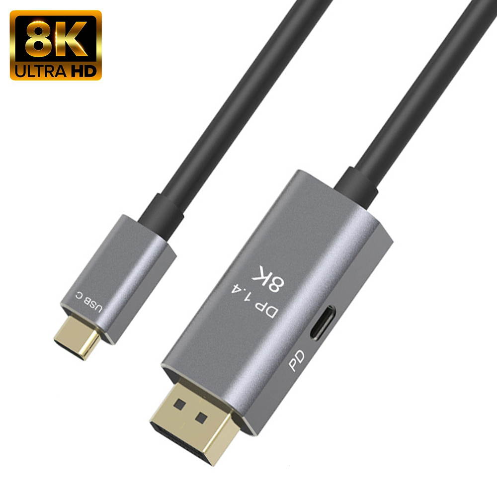 Thunderbolt 3 USB C DP1.4 Type C Cable to Displayport+PD Charging Port 8K HD Video Adapter Cable