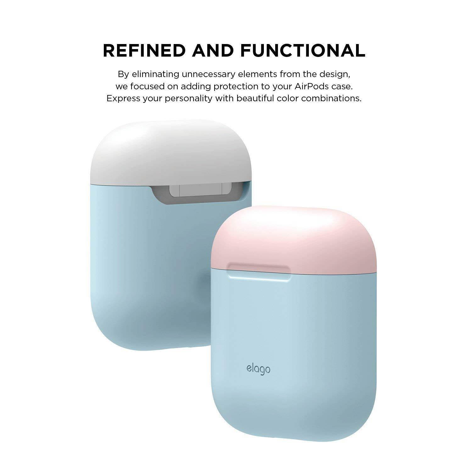 elago AirPods Duo Case [Body-Pastel Blue/Top-Pink, White] - [Extra Protection] [Hassle Free] - for Apple AirPods