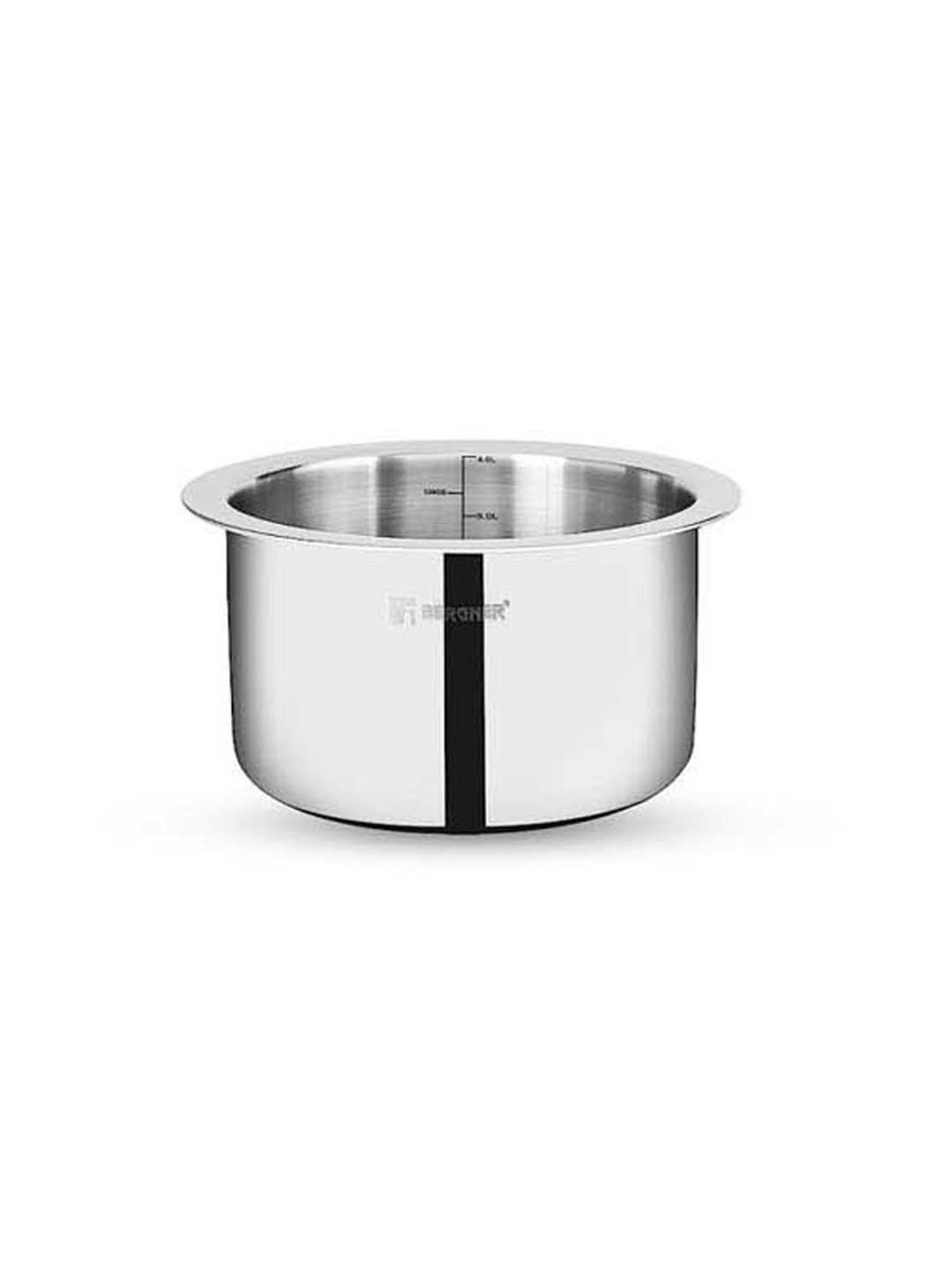 Bergner Tripro Silver Stainless Steel 20 cm Induction Friendly Triply Cooking Pot With Lid (3.1 L)
