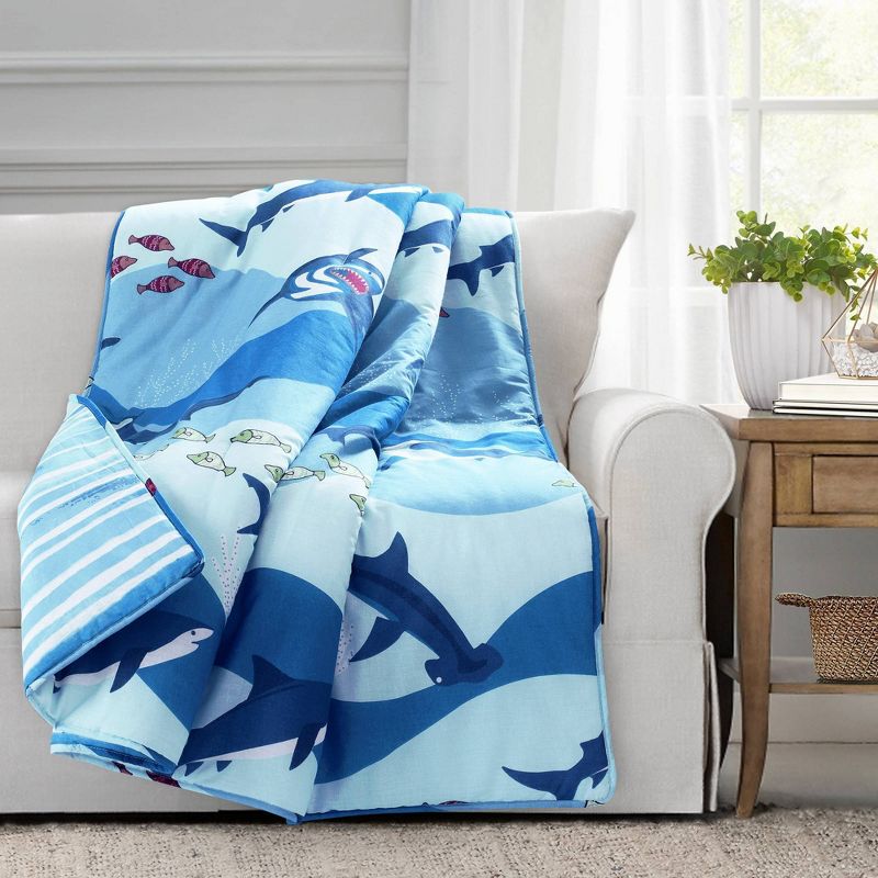 50"x60" Shark Allover Throw Blanket Blue - Lush Décor