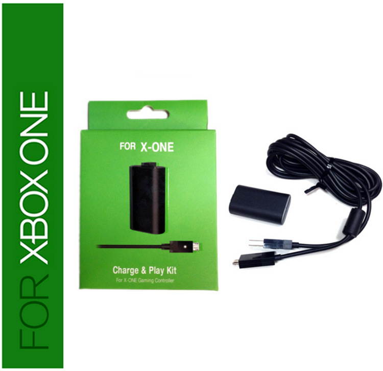 For XBOX-ONE Controller Play and Charge Kit, 2400 Mah Battery + 9ft LED Cable for Xbox One Rechargeable Battery with Play and Charge Power Cable