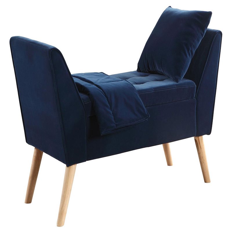 Storage Bench with Pillow & Blanket 27" - Navy Blue - Ore International