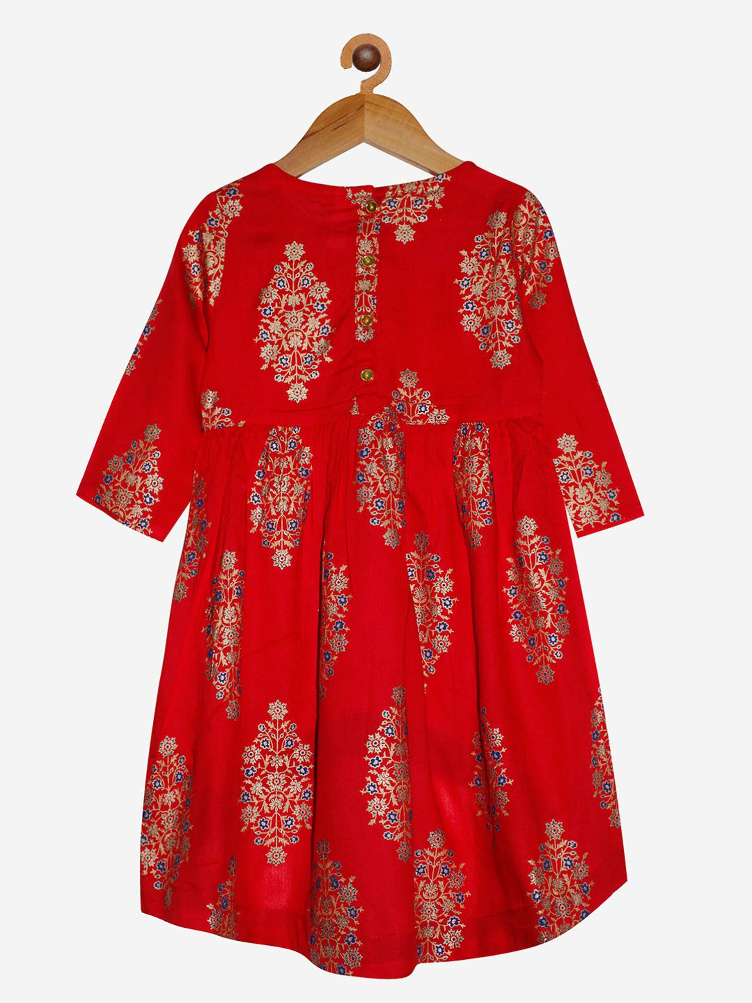 Kiddopanti Kids Red Floral Print Kurta
