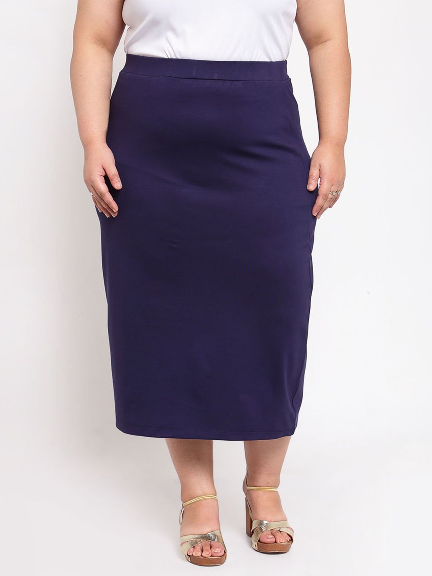 Melon by PlusS Navy Midi Skirt