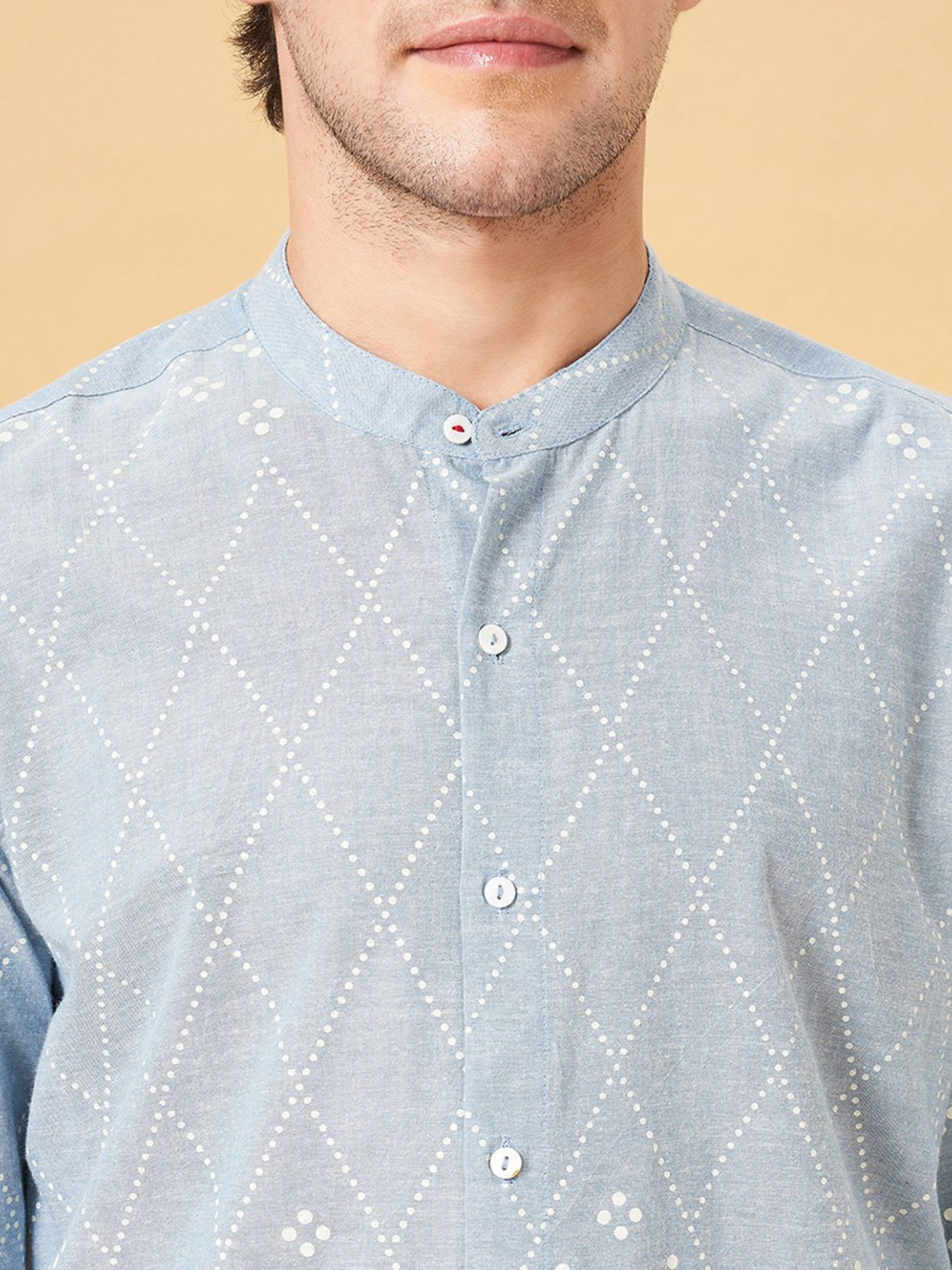 Indus Route by Pantaloons Blue Regular Fit Printed Shirt