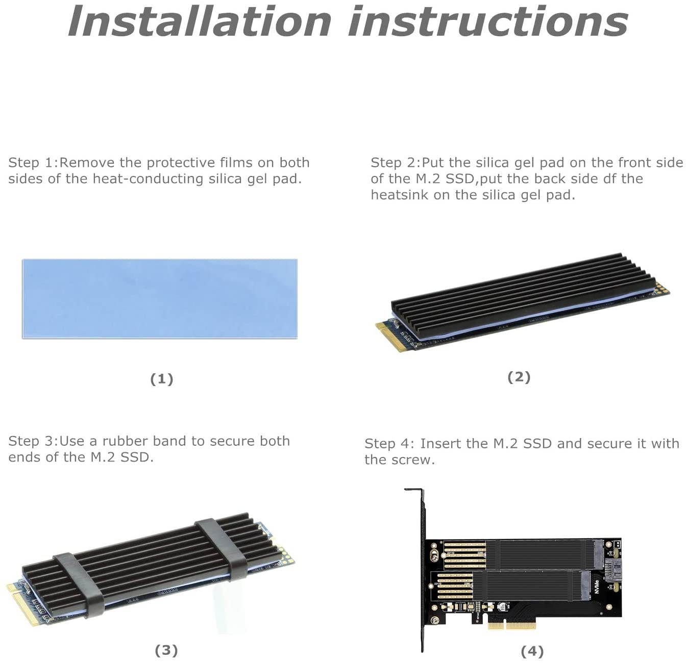 Dual M.2 PCIE Adapter for SATA or PCIE NVMe SSD with Advanced Heat Sink Solution,M.2 SSD NVME (m Key) and SATA (b Key) 22110 2280 2260 2242 2230to PCI-e 3.0 x 4 Host Controller Expansion Card