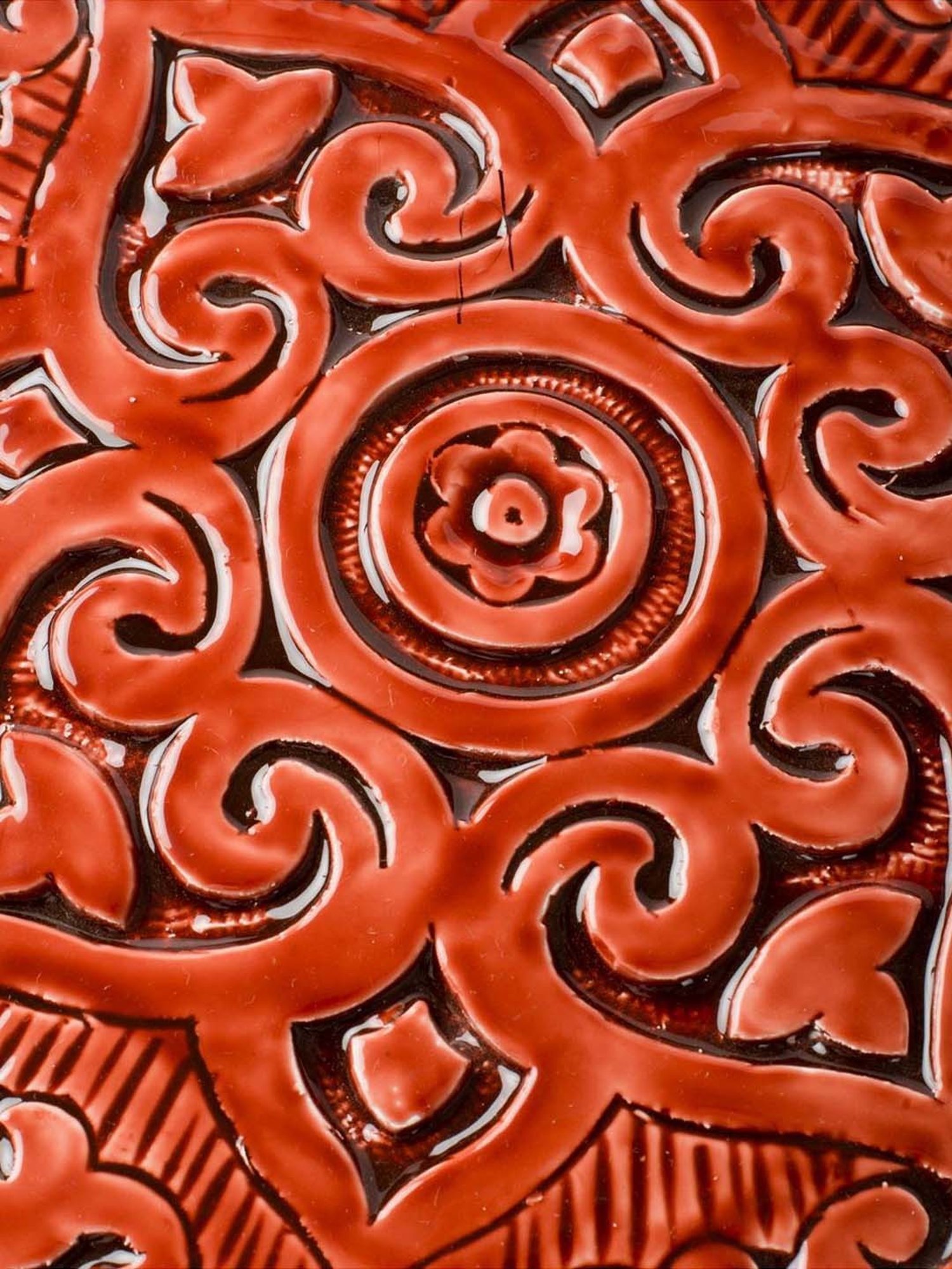 Fabindia Home Gulmohar Orange Wood Hand Carved Wall Plate