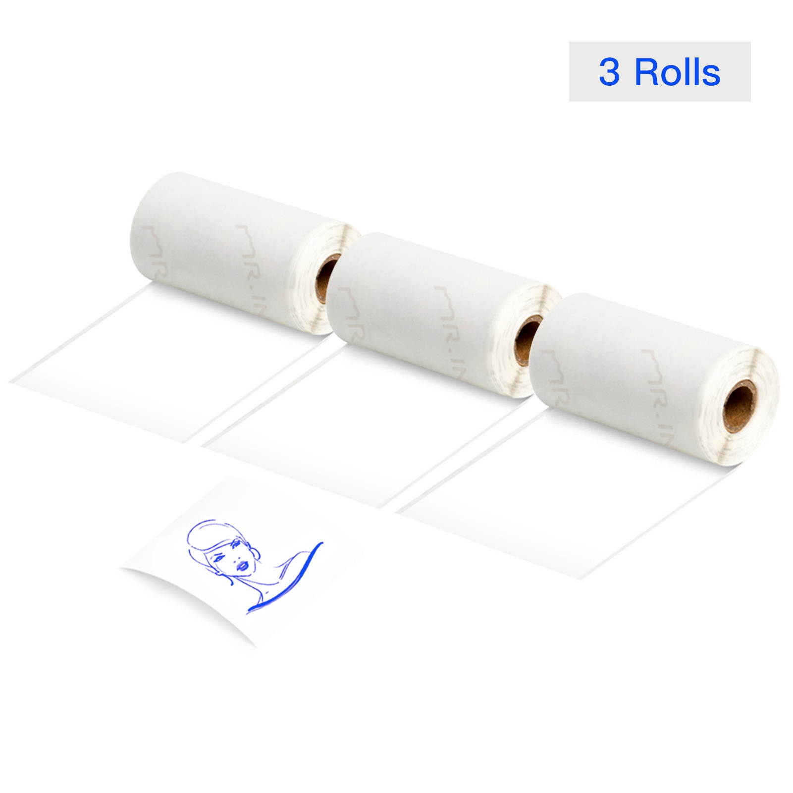 Aibecy 3 Rolls Self-Adhesive Thermal Paper Blue on White 50mm*3meters Compatible with Phomemo M02/M02S Thermal Printers