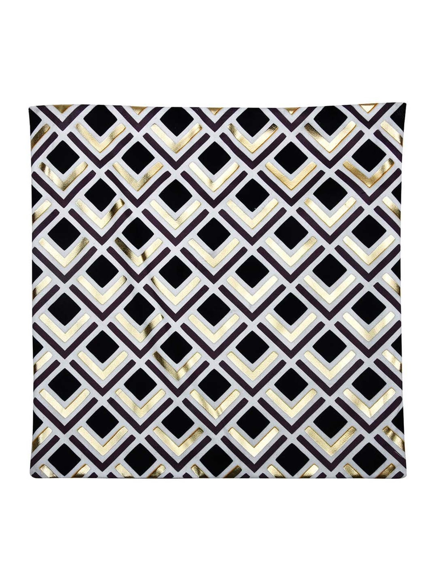 @home Nilkamal Off White & Gold Polyester Cushion Cover