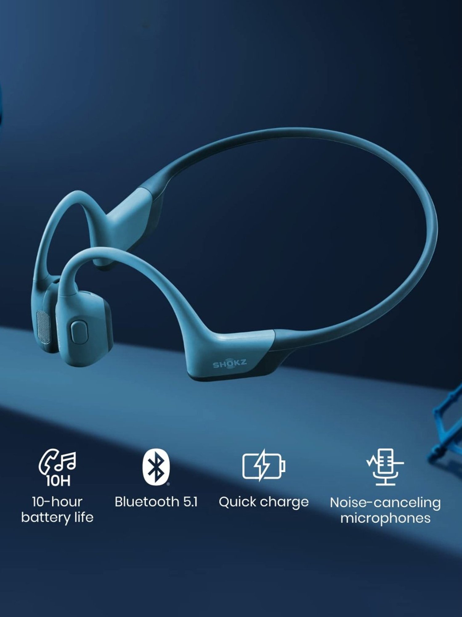 SHOKZ OpenRun Pro In Ear Wireless Bluetooth Neckband with Mic, IP55 Waterproof (Cooldown Blue)