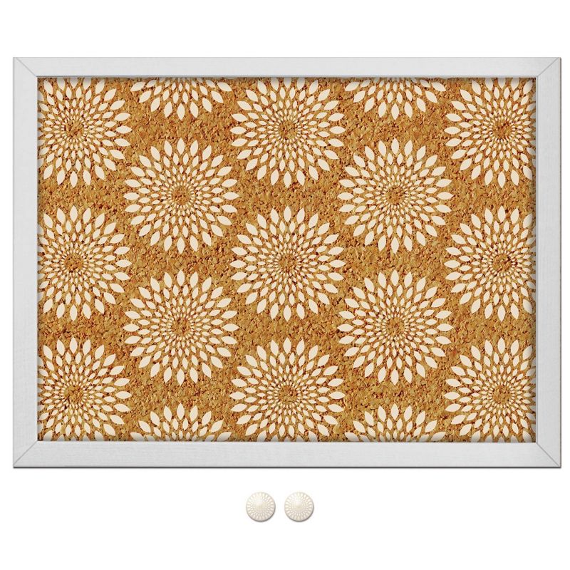 Wall Pops!  Cork Bulletin Board White Frame 17" x 23" - Flowers