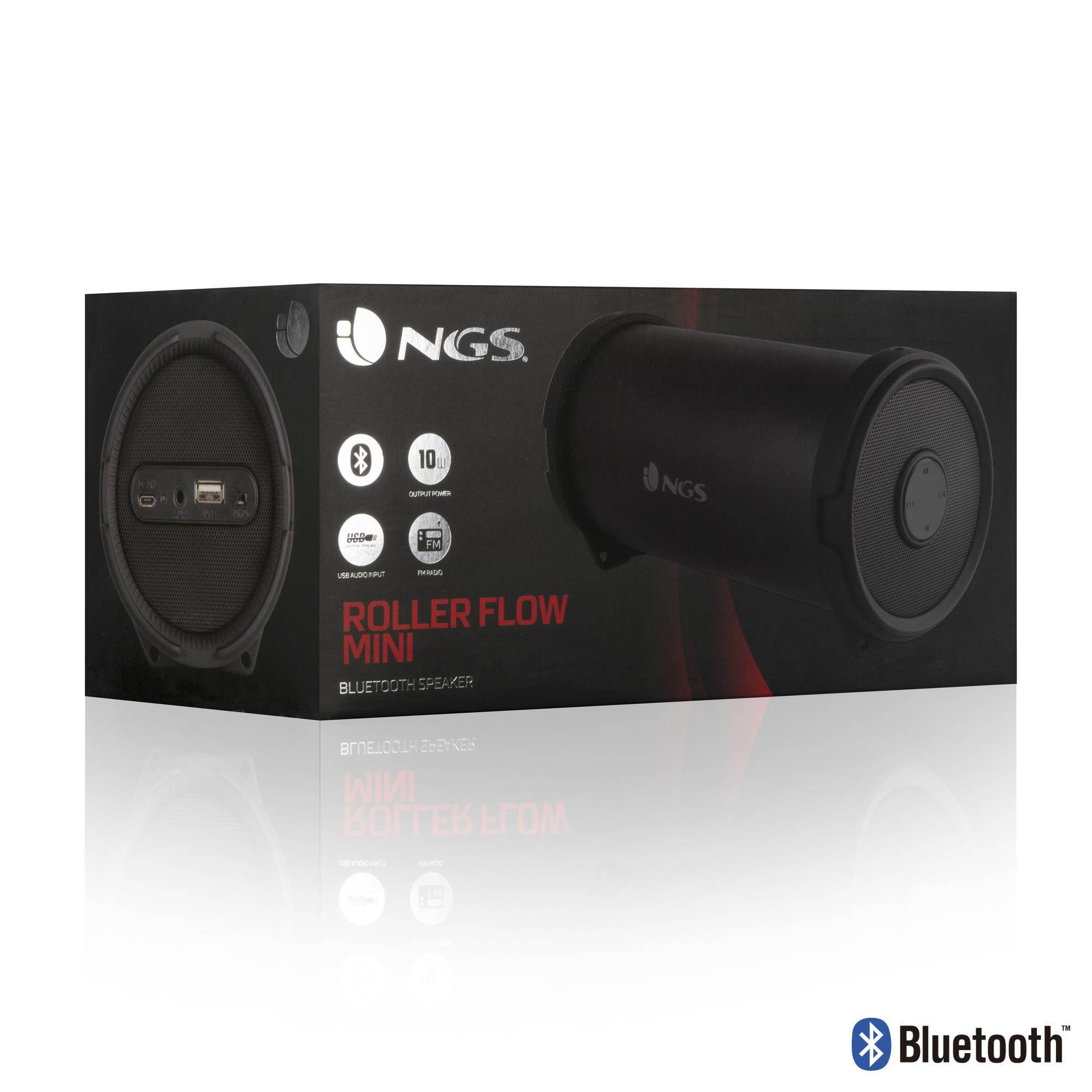 NGS Roller Flow Mini 10W Bluetooth Speaker with FM Radio USB Port AUX Input Model ROLLERFLOWMINI