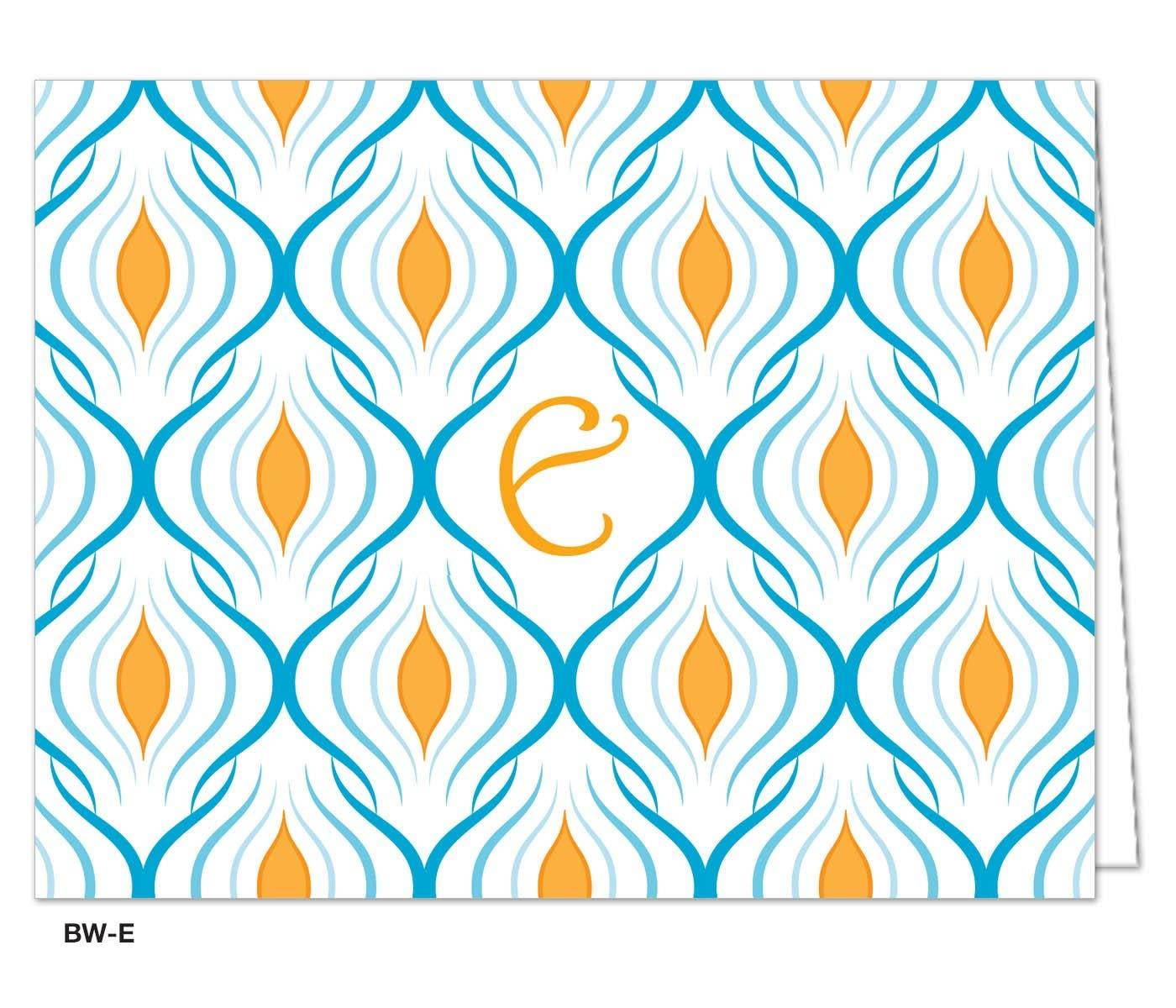 Oatmeal Studios Blank Monogram Cards Weave Notes, Blue/Letter E