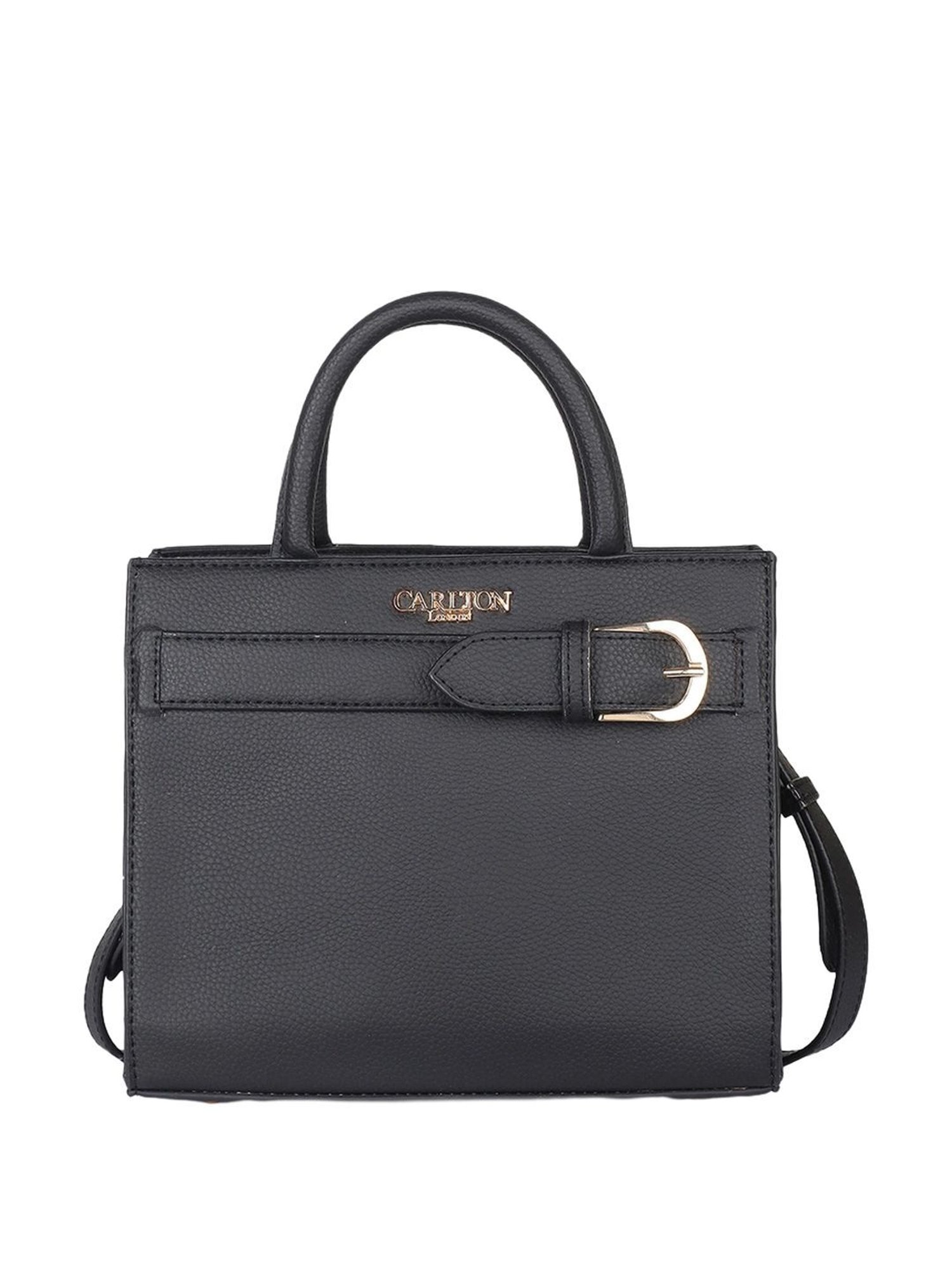 Carlton London Black Solid Medium Handbag