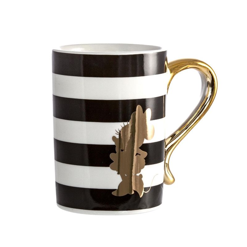 Seven20 Disney Gold Minnie Mouse Black & White Striped 15oz Ceramic Mug