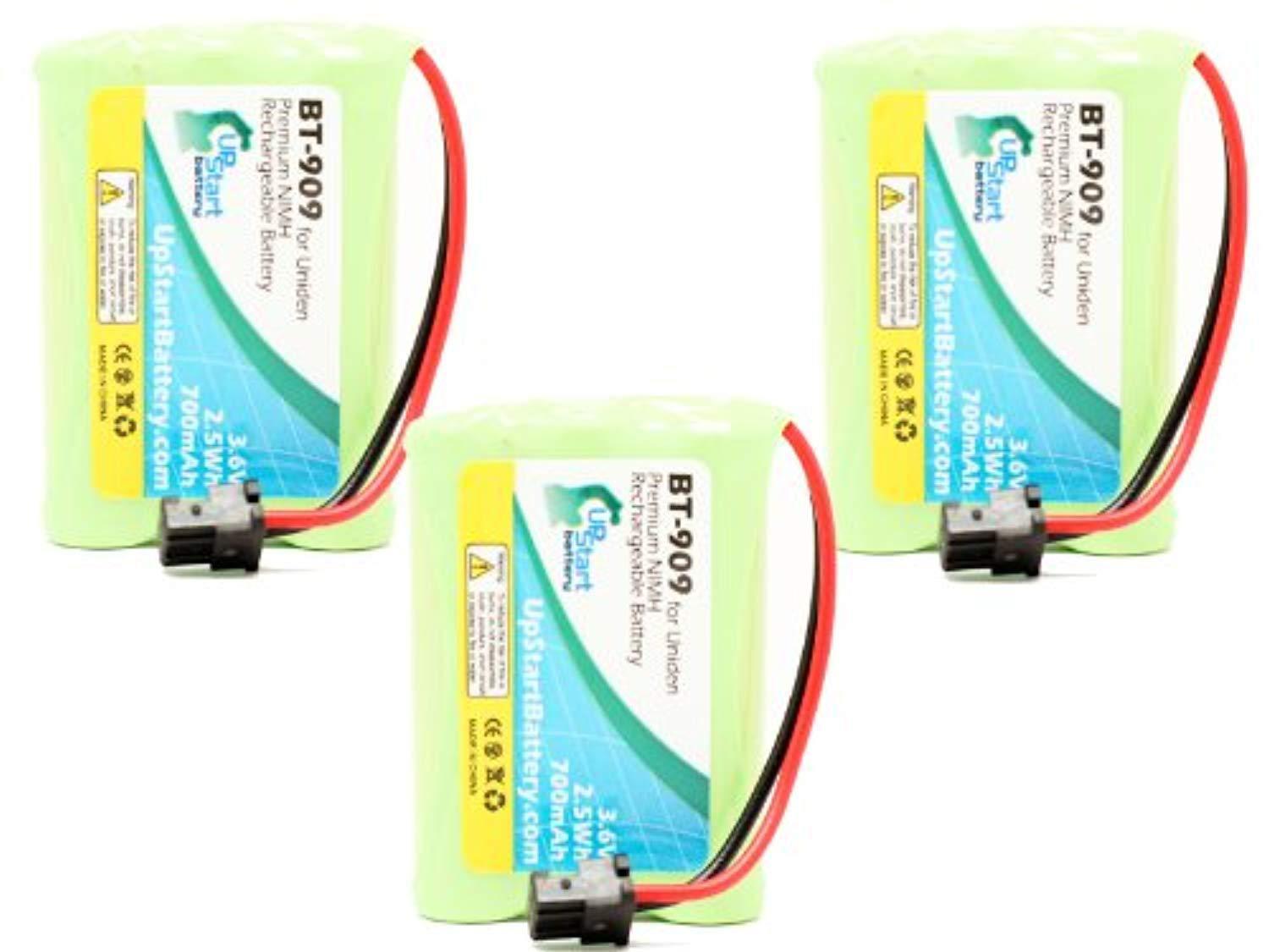 3x pack - bt-909 battery for uniden tcx905, tru9485, tru8866, tru9466, tru9496, tru9480, tru8885 cordless phones (700mah, 3.6v,