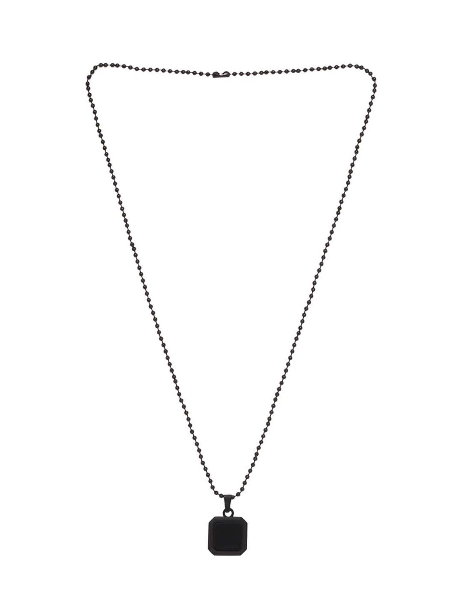 Bold By Priyaasi Black Plated Men's Chain with Square Pendant