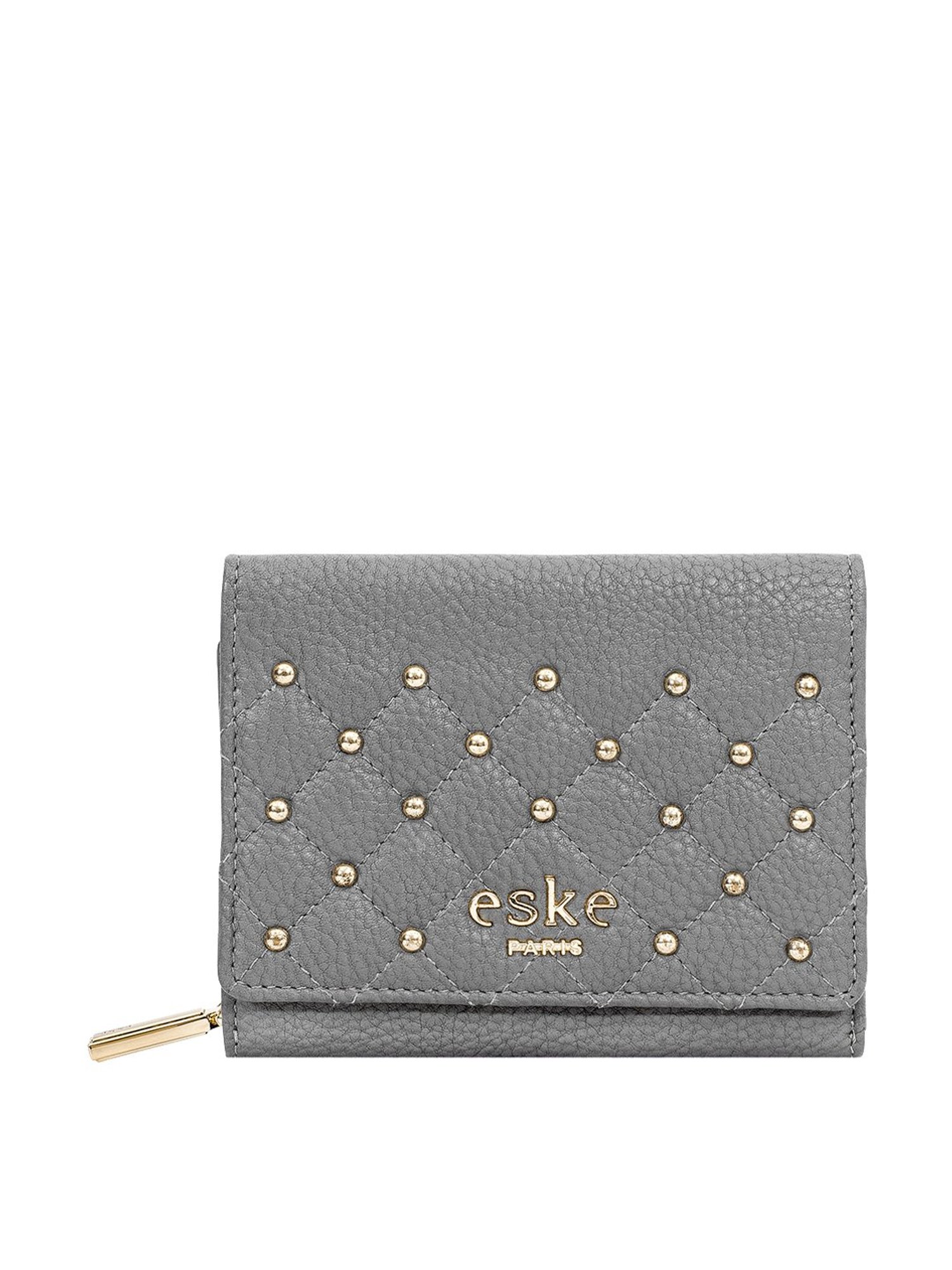 Eske Bria Grey Embellished Tri-Fold Wallet for Women