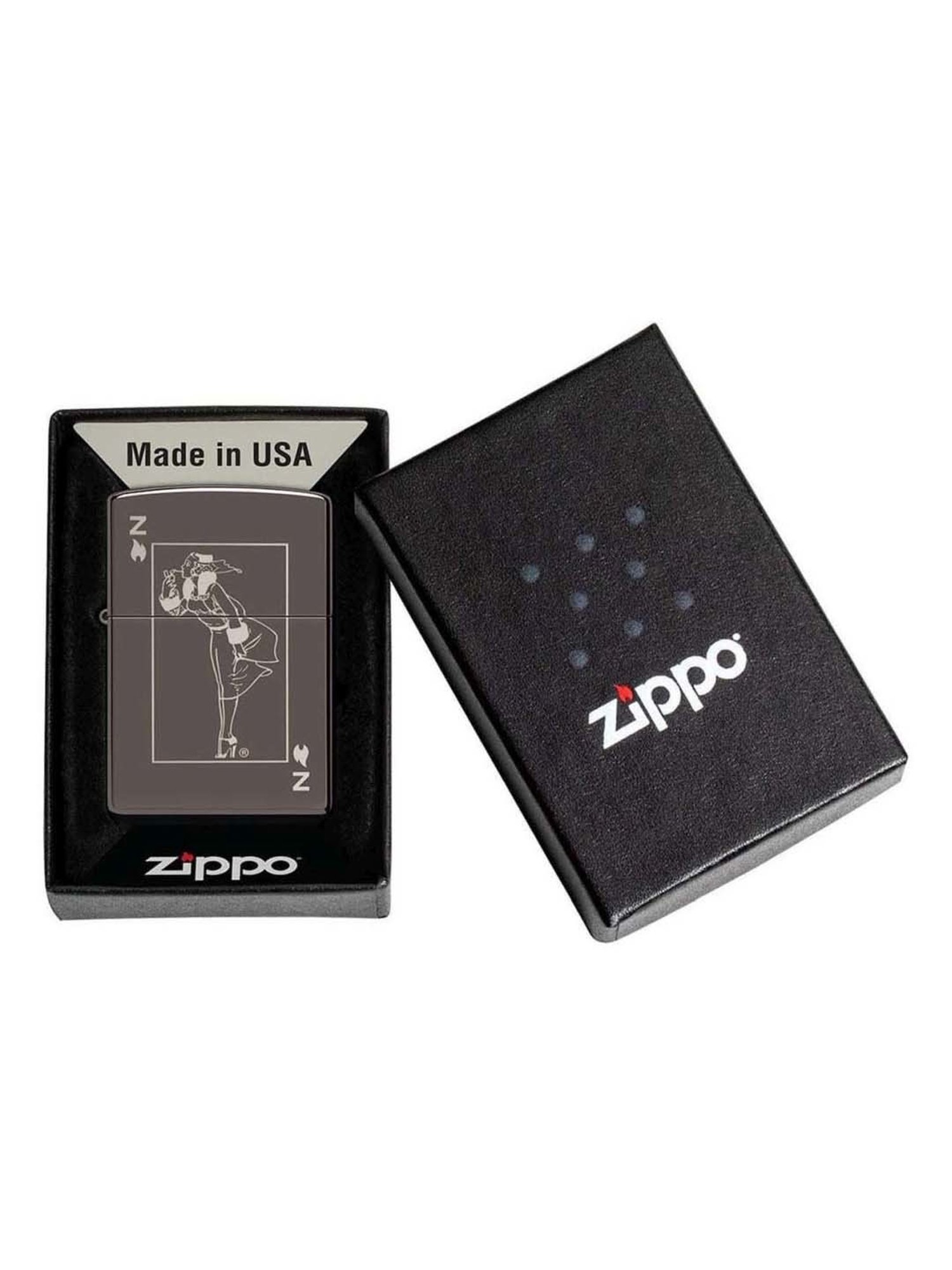 Zippo Black Brass Windy Design Windproof Pocket Lighter