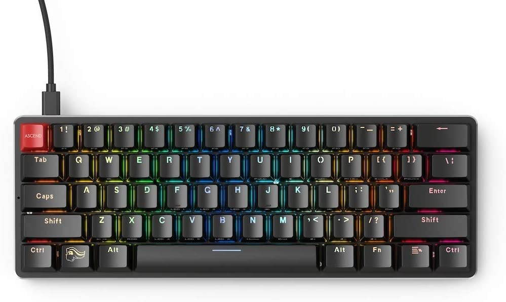 Glorious GMMK Modular Mechanical Gaming Keyboard - 60% Compact Size (61 Key) - RGB LED Backlit, Brown Switches, Hot Swap Switches (Black)(GMMK-Compact-BRN)