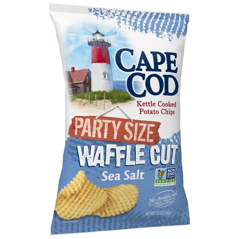 Cape Cod Party Size Waffle Cut Sea Salt Kettle Cooked Potato Chips - 12oz