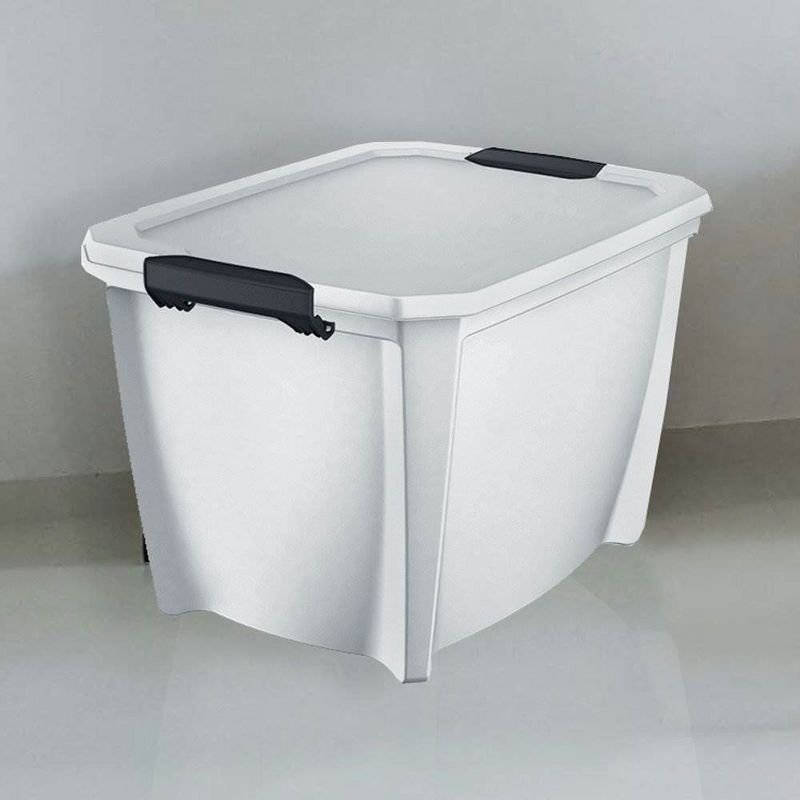 Homz Heavy Duty Modular Clear Plastic Stackable Storage Tote Containers with Latching and Locking Lids, 31 Quart Capacity, 4 Pack