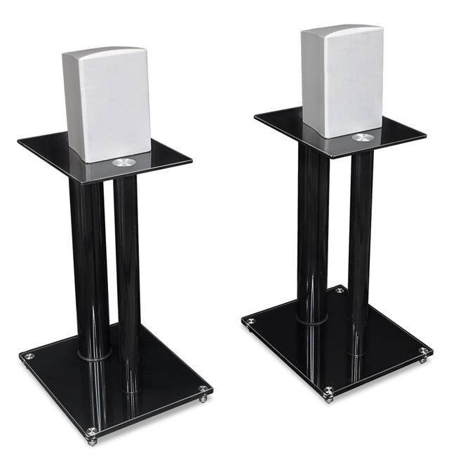 Mount-It! Premium Aluminum Glass Speaker Stands | Set of Two | Black