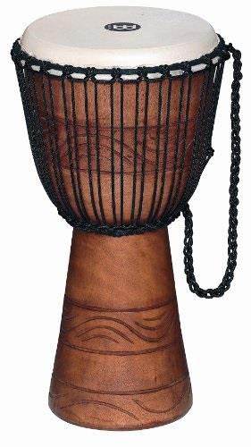meinl percussion adj2m+bag african style rope tuned 10inch wood djembe with bag, brown