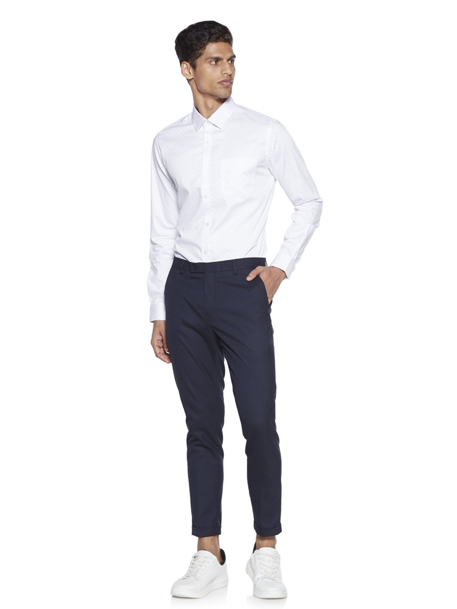 Arrow Navy Regular Fit Trousers