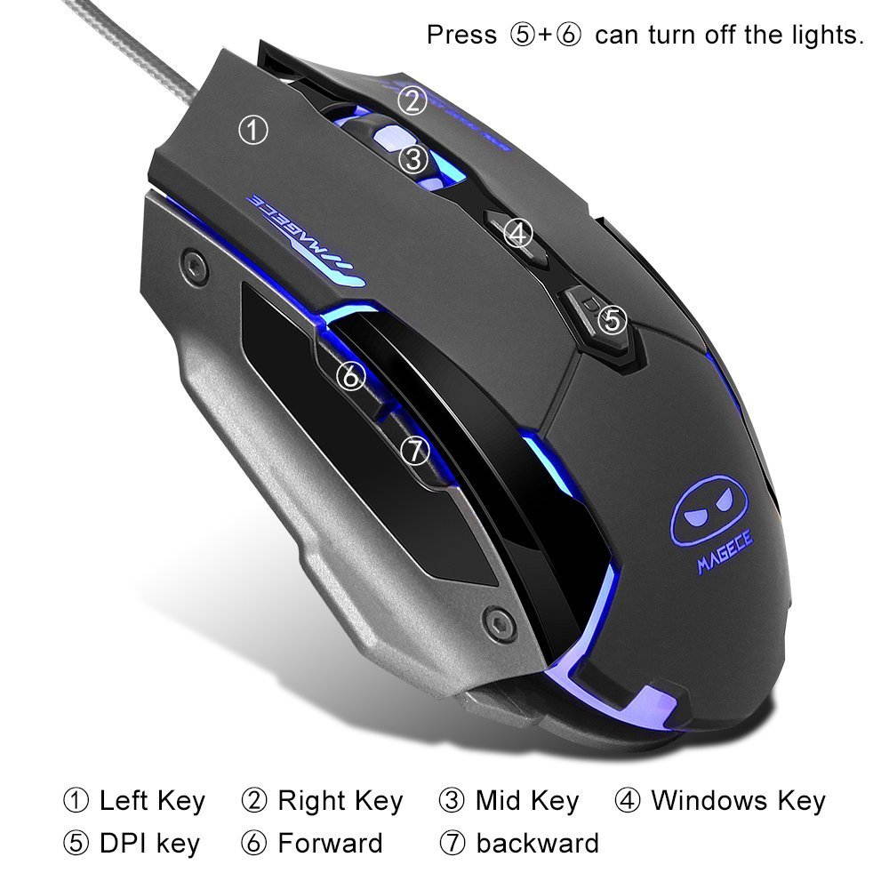 Magece G2 Gaming Mice 3200 DPI 6 Buttons Professional Ergonomic Gaming Mouse for PC Mac Gamer