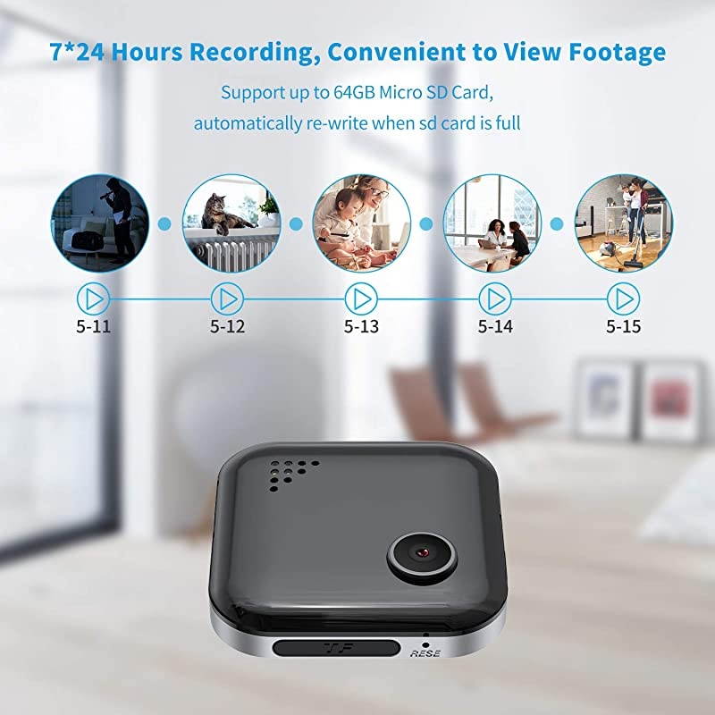 Spy Camera WiFi 1080P Wireless Hidden Camera Spy Cam Nanny Cam Audio Record Live Streaming Small Surveillance Camera Night Vision Motion Detection for HomeSecurityCar with Phone APP